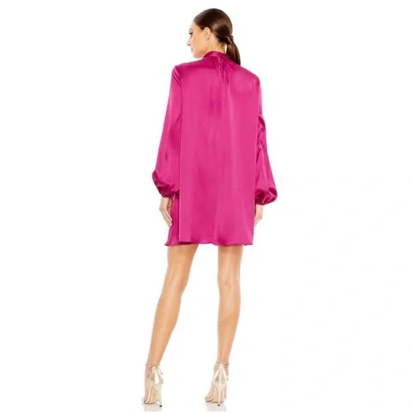 NWT Mac Duggal IEENA Magenta Satin 55968 Cocktail Mini Dress 8 ,12 - Picture 2 of 7